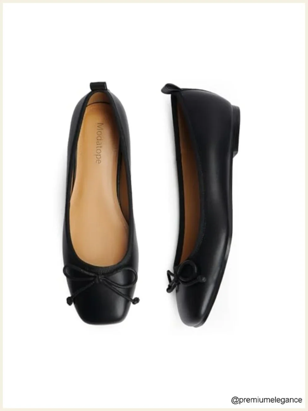 Ballet Flats Bowknot Square Toe Slip On Faux Leather Cushioned Dressy Work Shoes